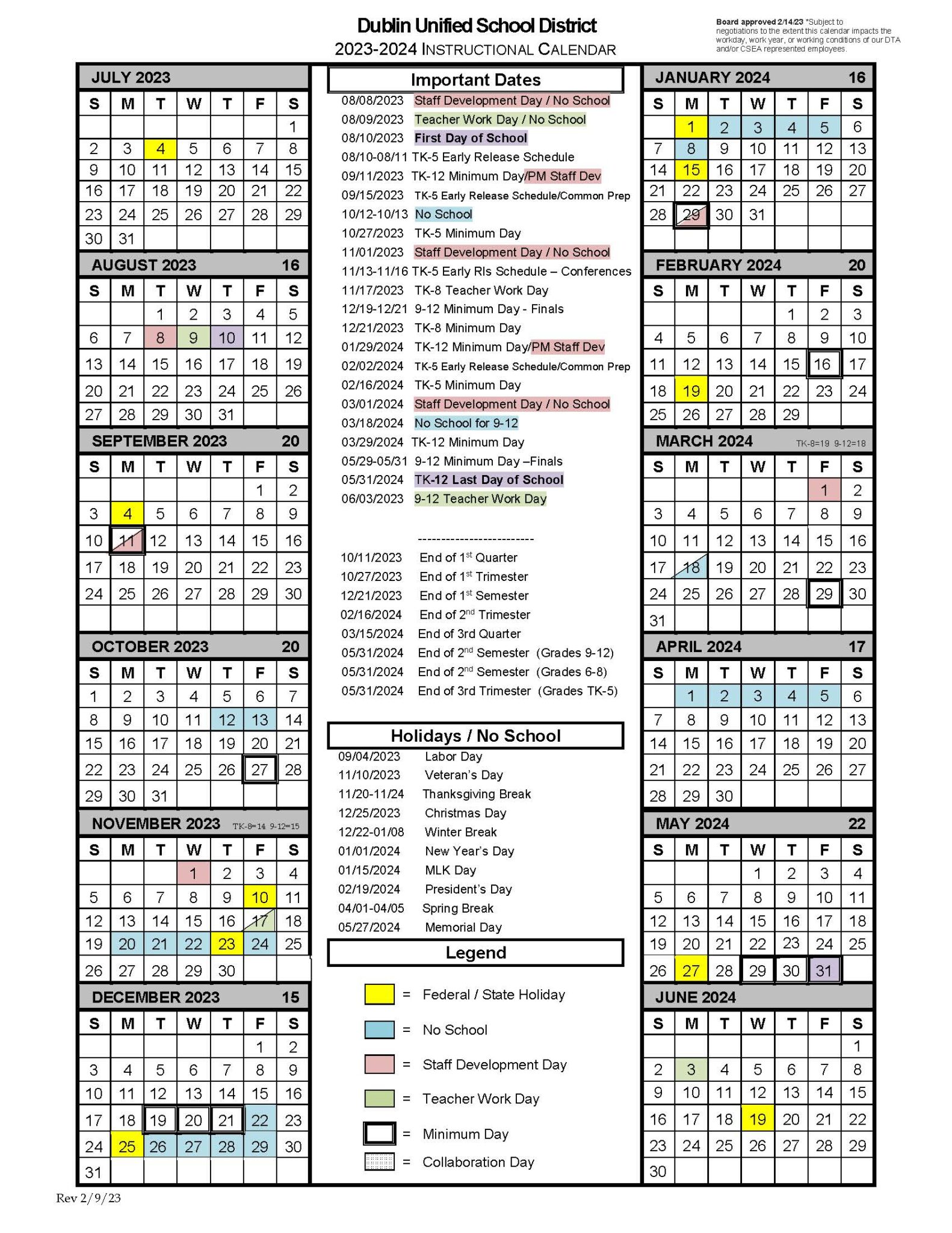 202324 Instructional Calendar FREDERIKSEN ELEMENTARY