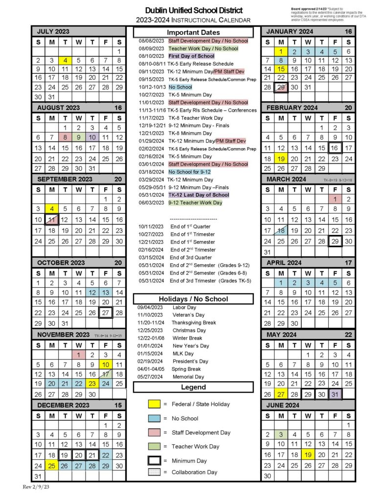 2023-24 Instructional Calendar – FREDERIKSEN ELEMENTARY